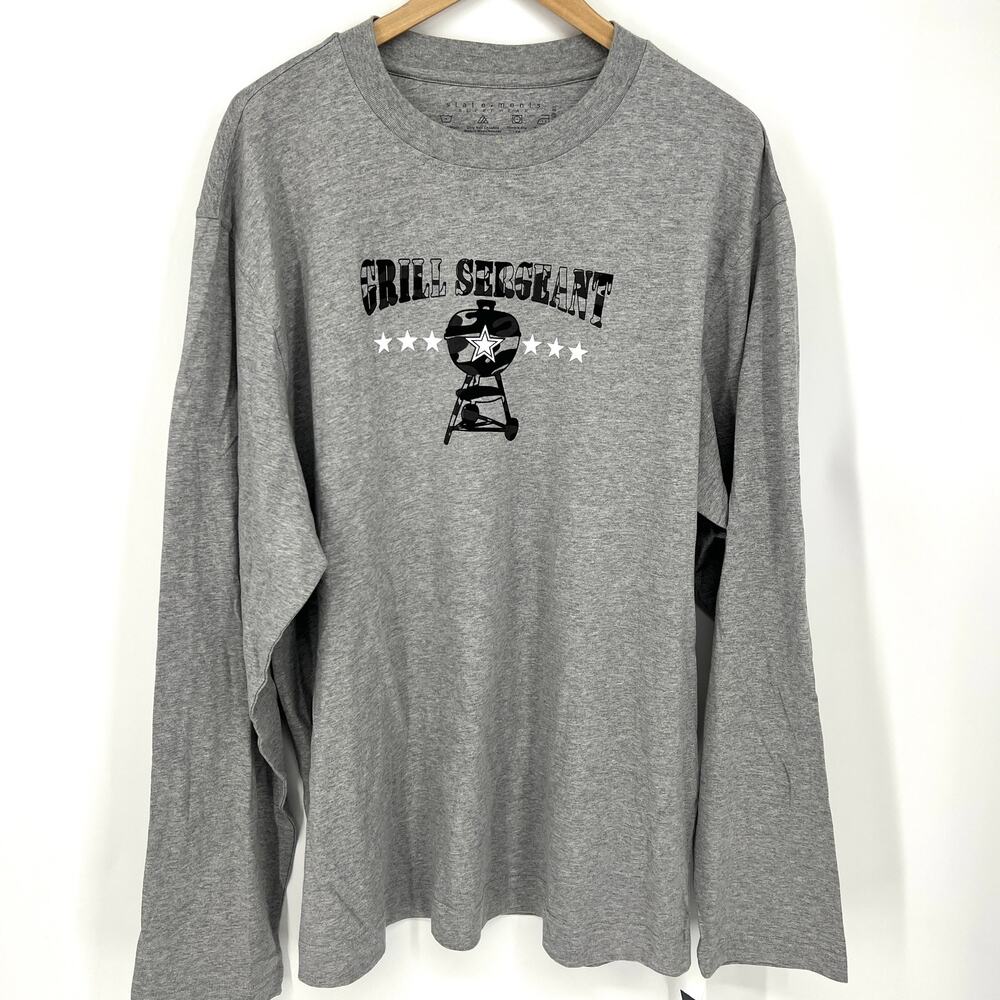 Statements Sleepwear Grill Sergeant Long Sleeve T Shirt Gray 100% Cotton Size XL